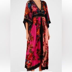 Vibrant Floral V-Neck Maxi Dress - Pink Multi